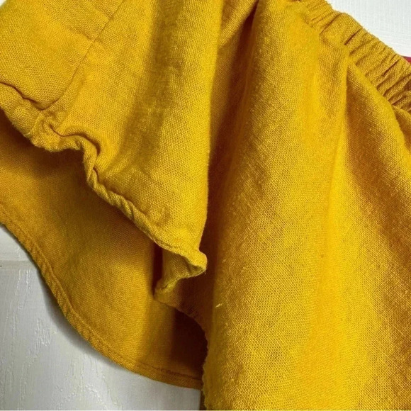 Old Navy Off The Shoulder  Mini Dress Ruffles Linen Yellow Size Extra Small - Picture 3 of 16
